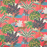 Paradise—Window Curtain Fabric—Multi-Color Floral Pink Color—100% Polyester—54" Inches Wide—Sold by the Yard